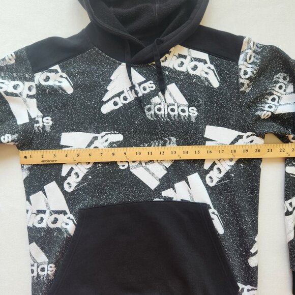 Adidas Black & White Pullover Hoodie Logo Print Comfy Casual Athletic Sporty - Picture 5 of 6